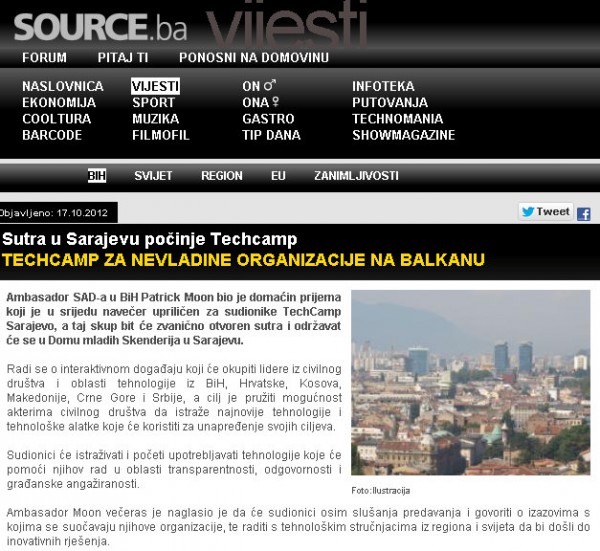 Source.ba: TechCamp for NGOs in Sarajevo