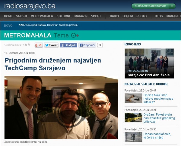 Radio Sarajevo: occasional association announced TechCamp