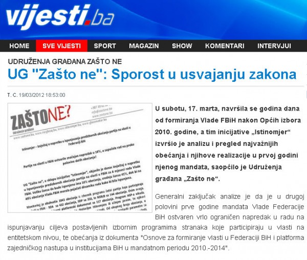 Vijesti.ba: UG “Why not” – Slow adoption laws