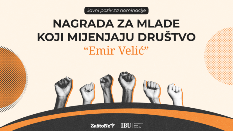 Javni poziv za nominacije Nagrada za mlade koji mijenjaju društvo “Emir Velić”
